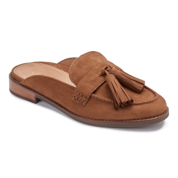 Vionic Flats Ireland - Reagan Nubuck Mule Brown - Womens Shoes In Store | EJWXC-8942